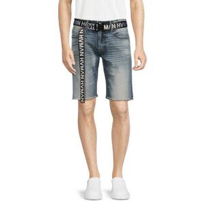 HVMAN Men's Mero Slim Fit Belted Jean Shorts - Light Sand - Size 34 $189